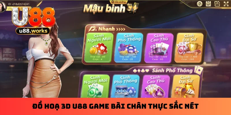 Đồ hoạ 3D U88 game bài chân thực sắc nét