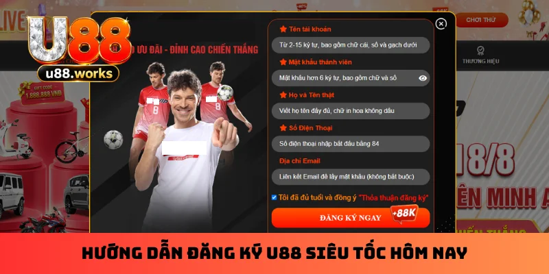 Hướng dẫn đăng ký U88 siêu tốc hôm nay