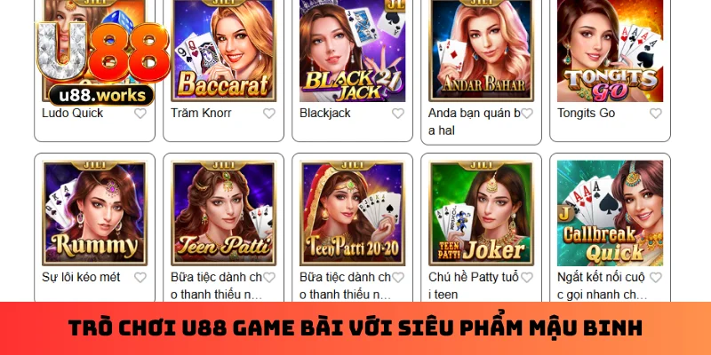 Trò chơi U88 game bài với siêu phẩm mậu binh