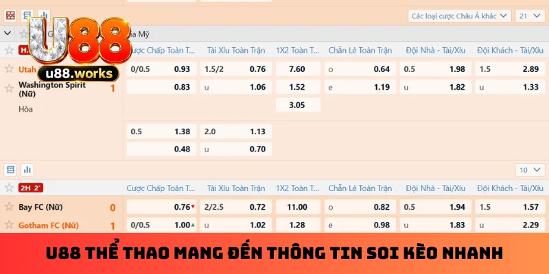 U88 thể thao&nbsp;mang đến thông tin soi kèo nhanh